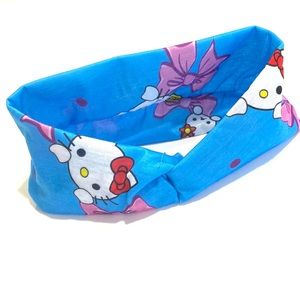 Kids Headband Bows Bunnies And Hello Kitty Stretch Blue